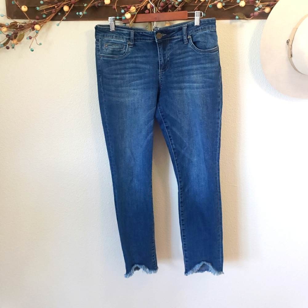 KUT Carlo Ankle Skinny Jeans with Distressed Hem